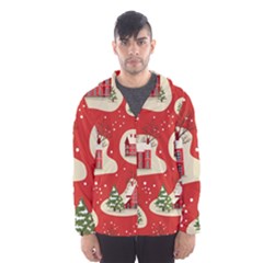 Christmas New Year Seamless Pattern Men s Hooded Windbreaker by Ket1n9