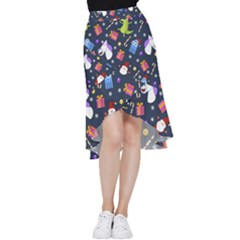 Colorful Funny Christmas Pattern Frill Hi Low Chiffon Skirt by Ket1n9