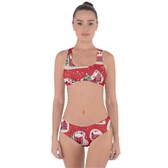 Christmas New Year Seamless Pattern Criss Cross Bikini Set by Ket1n9