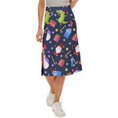 Colorful Funny Christmas Pattern Midi Panel Skirt by Ket1n9