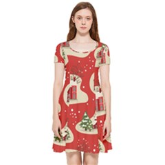 Christmas New Year Seamless Pattern Inside Out Cap Sleeve Dress by Ket1n9