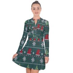 Beautiful Knitted Christmas Pattern Long Sleeve Panel Dress by Ket1n9