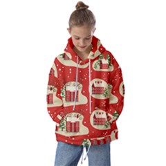 Christmas New Year Seamless Pattern Kids  Oversized Hoodie by Ket1n9