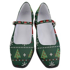 Beautiful Knitted Christmas Pattern Women s Mary Jane Shoes by Ket1n9