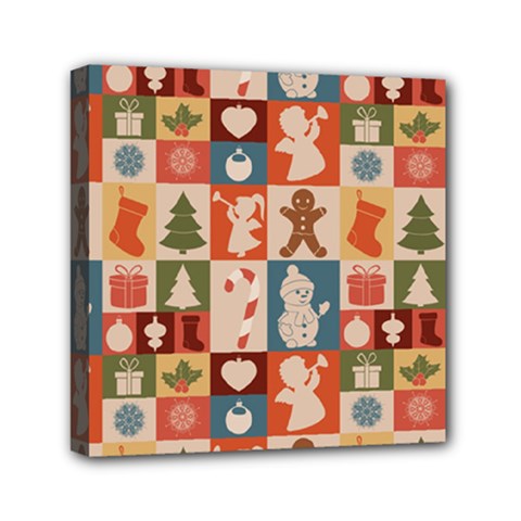 Cute Christmas Seamless Pattern Vector  - Mini Canvas 6  X 6  (stretched) by Ket1n9