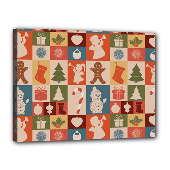 Cute Christmas Seamless Pattern Vector  - Canvas 16  x 12  (Stretched)