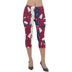 Flat Design Christmas Pattern Collection Art Lightweight Velour Capri Leggings  by Ket1n9