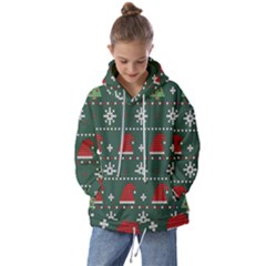 Beautiful Knitted Christmas Pattern Kids  Oversized Hoodie by Ket1n9