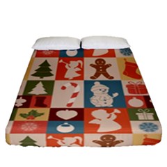 Cute Christmas Seamless Pattern Vector  - Fitted Sheet (queen Size) by Ket1n9