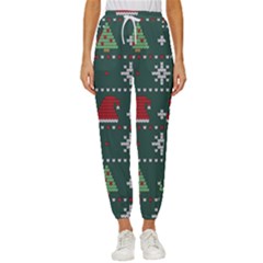 Beautiful Knitted Christmas Pattern Women s Cropped Drawstring Pants