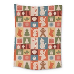 Cute Christmas Seamless Pattern Vector  - Medium Tapestry by Ket1n9