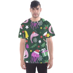 Dinosaur Colorful Funny Christmas Pattern Men s Sport Mesh T-shirt