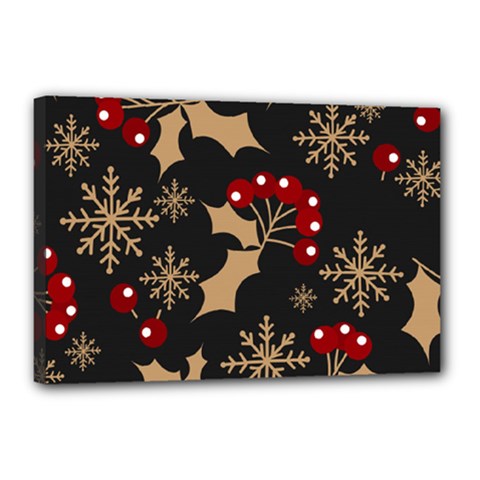 Christmas Pattern With Snowflakes Berries Canvas 18  X 12  (stretched) by Ket1n9