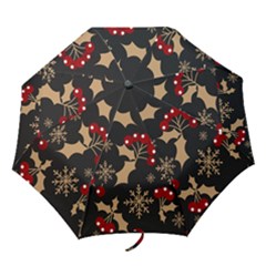 Christmas Pattern With Snowflakes Berries Folding Umbrellas by Ket1n9