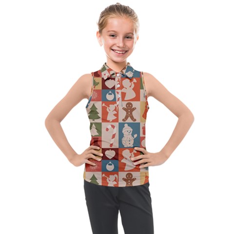 Cute Christmas Seamless Pattern Vector  - Kids  Sleeveless Polo T-shirt by Ket1n9