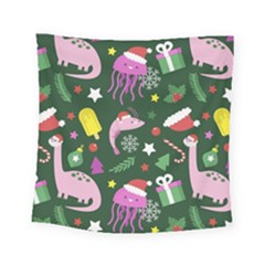 Dinosaur Colorful Funny Christmas Pattern Square Tapestry (small) by Ket1n9