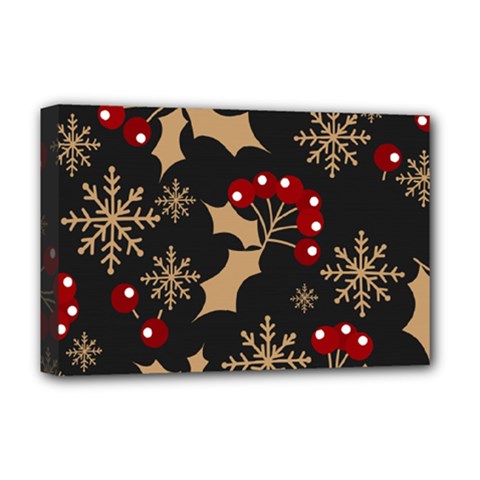 Christmas Pattern With Snowflakes Berries Deluxe Canvas 18  X 12  (stretched) by Ket1n9