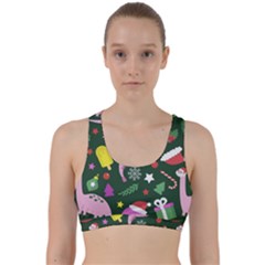 Dinosaur Colorful Funny Christmas Pattern Back Weave Sports Bra by Ket1n9