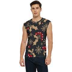 Christmas Pattern With Snowflakes Berries Men s Raglan Cap Sleeve T-shirt by Ket1n9