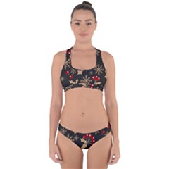 Christmas Pattern With Snowflakes Berries Cross Back Hipster Bikini Set by Ket1n9