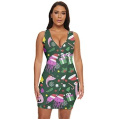 Dinosaur Colorful Funny Christmas Pattern Draped Bodycon Dress by Ket1n9