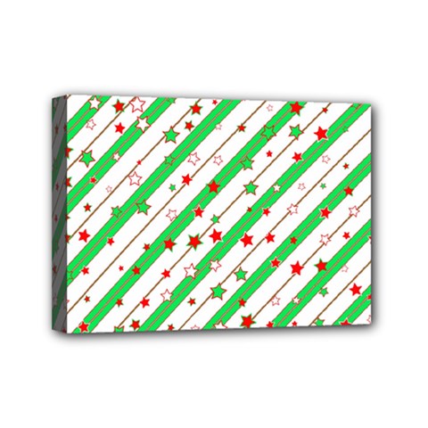 Christmas Paper Stars Pattern Texture Background Colorful Colors Seamless Mini Canvas 7  X 5  (stretched) by Ket1n9