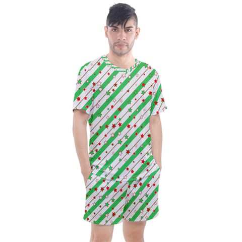 Christmas Paper Stars Pattern Texture Background Colorful Colors Seamless Men s Mesh T-shirt And Shorts Set by Ket1n9