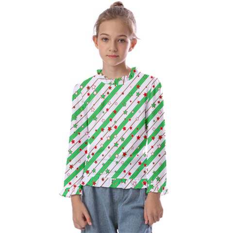 Christmas Paper Stars Pattern Texture Background Colorful Colors Seamless Kids  Frill Detail T-shirt by Ket1n9