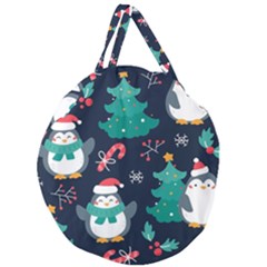 Colorful Funny Christmas Pattern Giant Round Zipper Tote by Ket1n9