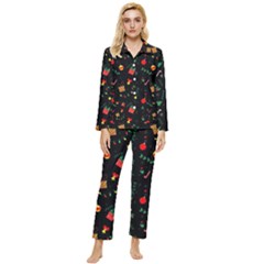 Christmas Pattern Texture Colorful Wallpaper Womens  Long Sleeve Velvet Pocket Pajamas Set by Ket1n9