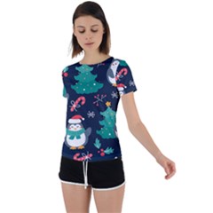 Colorful Funny Christmas Pattern Back Circle Cutout Sports T-shirt by Ket1n9