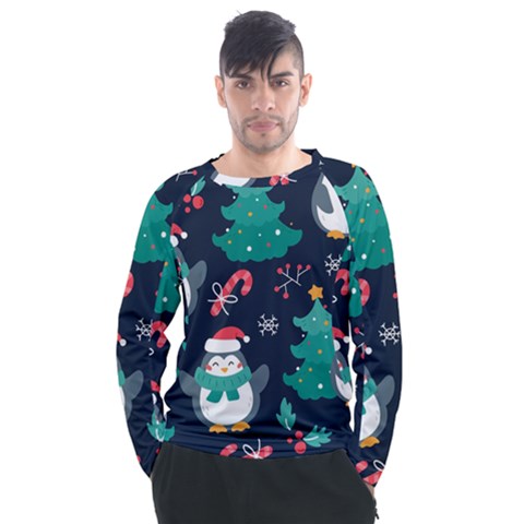 Colorful Funny Christmas Pattern Men s Long Sleeve Raglan T-shirt by Ket1n9