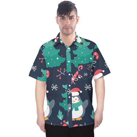 Colorful Funny Christmas Pattern Men s Hawaii Shirt by Ket1n9