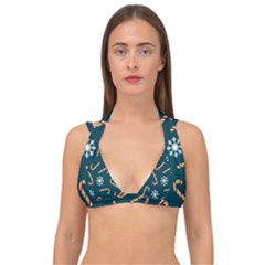 Christmas Seamless Pattern With Candies Snowflakes Double Strap Halter Bikini Top by Ket1n9