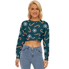 Christmas Seamless Pattern With Candies Snowflakes Lightweight Long Sleeve Sweatshirt by Ket1n9