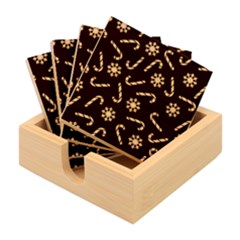 Christmas Seamless Pattern With Candies Snowflakes Bamboo Coaster Set