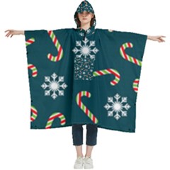 Christmas Seamless Pattern With Candies Snowflakes Women s Hooded Rain Ponchos by Ket1n9