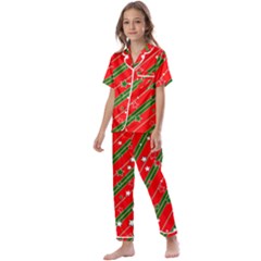 Christmas Paper Star Texture Kids  Satin Short Sleeve Pajamas Set by Ket1n9