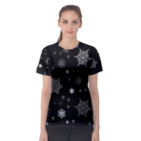 Christmas Snowflake Seamless Pattern With Tiled Falling Snow Women s Sport Mesh T-shirt by Ket1n9