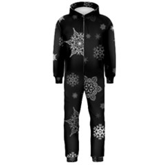 Christmas Snowflake Seamless Pattern With Tiled Falling Snow Hooded Jumpsuit (men) by Ket1n9