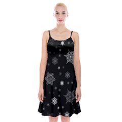 Christmas Snowflake Seamless Pattern With Tiled Falling Snow Spaghetti Strap Velvet Dress by Ket1n9