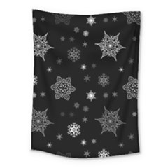 Christmas Snowflake Seamless Pattern With Tiled Falling Snow Medium Tapestry by Ket1n9