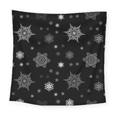 Christmas Snowflake Seamless Pattern With Tiled Falling Snow Square Tapestry (large) by Ket1n9