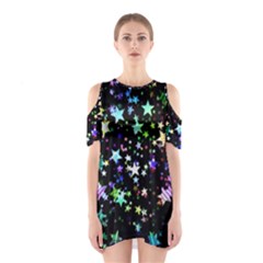 Christmas Star Gloss Lights Light Shoulder Cutout One Piece Dress by Ket1n9