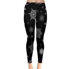 Christmas Snowflake Seamless Pattern With Tiled Falling Snow Inside Out Leggings