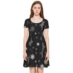 Christmas Snowflake Seamless Pattern With Tiled Falling Snow Inside Out Cap Sleeve Dress by Ket1n9