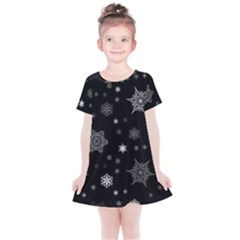 Christmas Snowflake Seamless Pattern With Tiled Falling Snow Kids  Simple Cotton Dress by Ket1n9