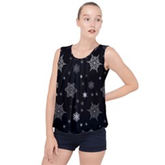 Christmas Snowflake Seamless Pattern With Tiled Falling Snow Bubble Hem Chiffon Tank Top by Ket1n9