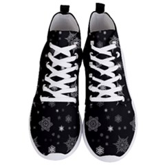 Christmas Snowflake Seamless Pattern With Tiled Falling Snow Men s Lightweight High Top Sneakers by Ket1n9