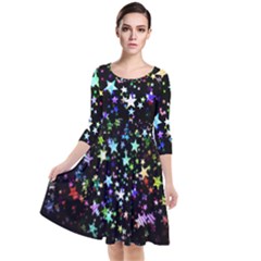 Christmas Star Gloss Lights Light Quarter Sleeve Waist Band Dress